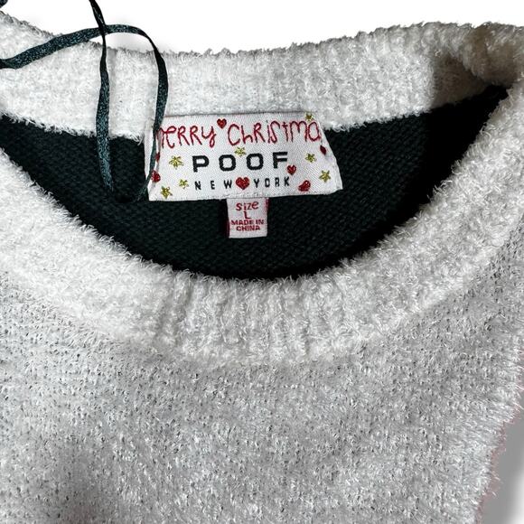 Poof NY Santa Ugly Christmas Sweater Women’s Size Large L Green Holiday Pullover - Picture 4 of 6